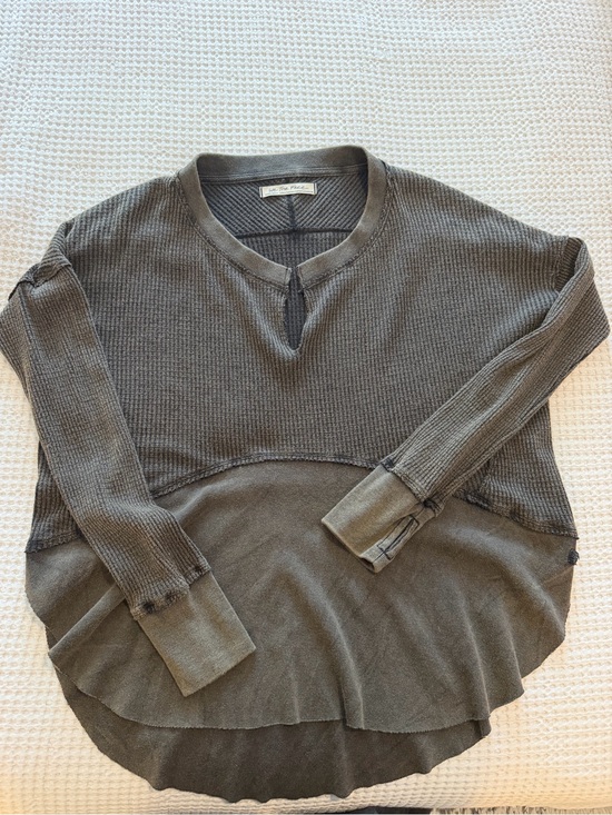 We The Free Tops - We The Free Olive Ribbed Thermal Oversized Shirt